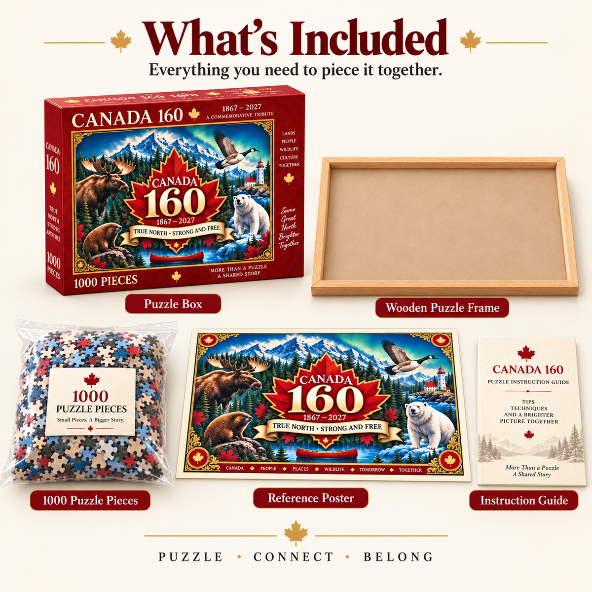 🍁 Canada 160th Anniversary Heritage Puzzle™ — 1000-Piece True North Commemorative Wooden Frame Jigsaw