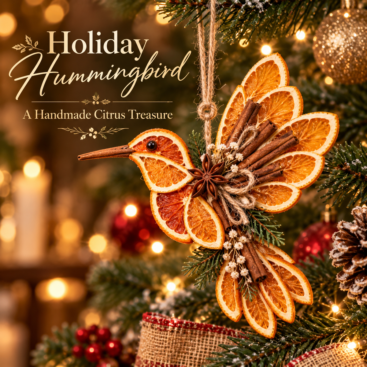 🍊🎄 Handcrafted Citrus Woodland Christmas Ornament Collection