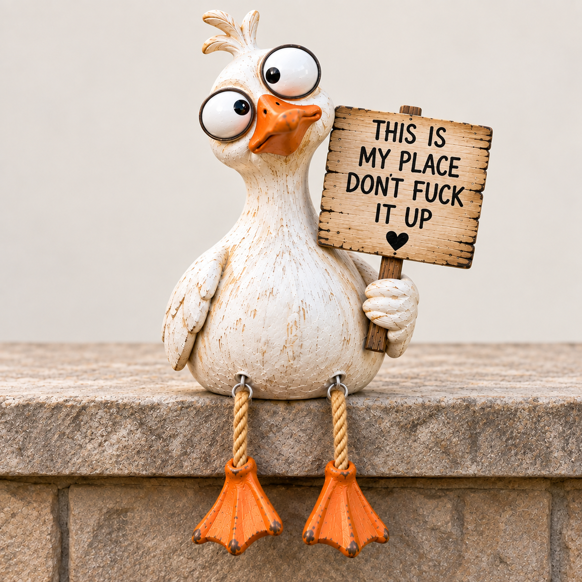 🪿 Sassy Goose Garden Sitter™ – Funny “This Is My Place” Porch & Plant Decor