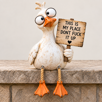 🪿 Sassy Goose Garden Sitter™ – Funny “This Is My Place” Porch & Plant Decor