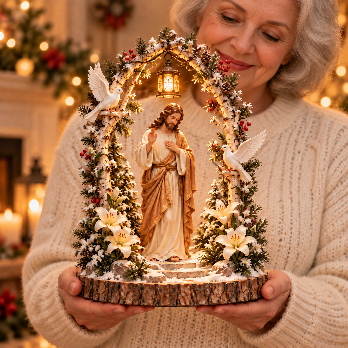 🕊️✨ Prince of Peace™ — Lighted Jesus Blessing Arch with Doves & Lilies 🙏