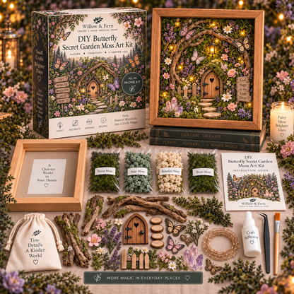 🌿✨ DIY Enchanted Forest Moss Art Kit | Light-Up Miniature Shadow Box 🧚‍♀️🍄