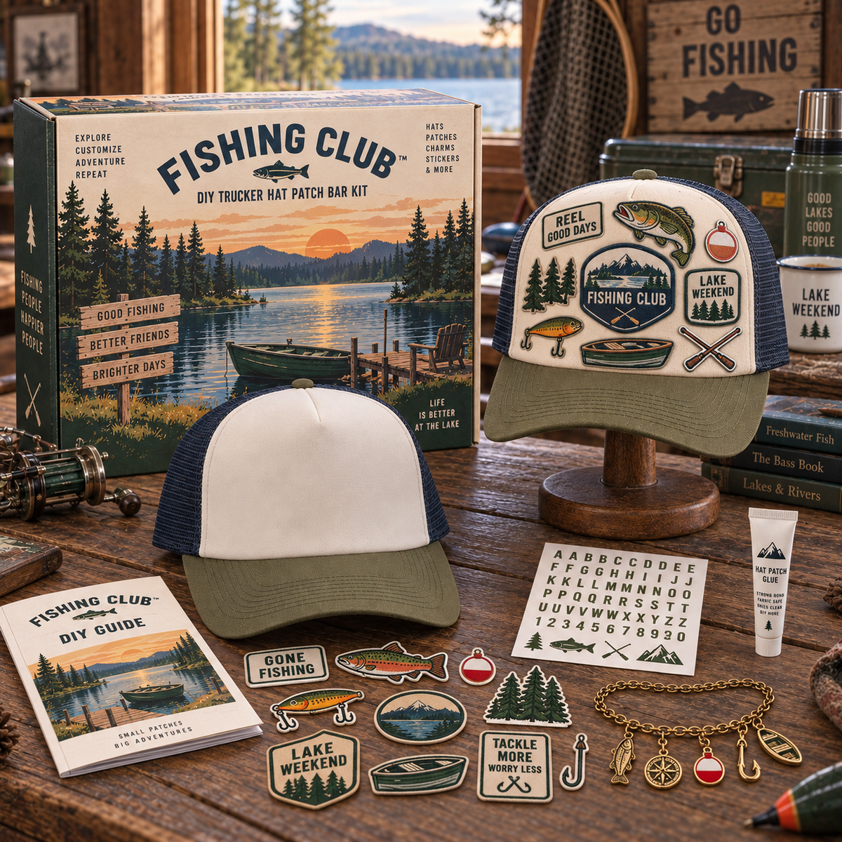 🧢 DIY Trucker Hat Patch Bar Kit – Create Your Own Custom Hat with Patches & Charms