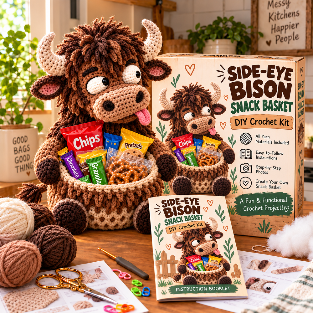 Side Eye Bison crochet snack basket kit