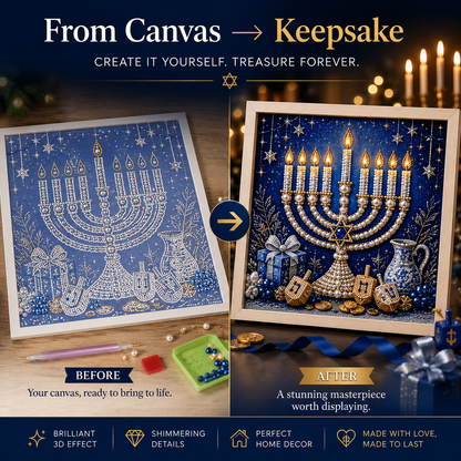 🎁Eight Nights of Light 🕎✨ – DIY Hanukkah Pearl Art Kit