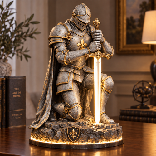 👑🛡️ The King’s Last Guardian™ – Illuminated Knight Sculpture