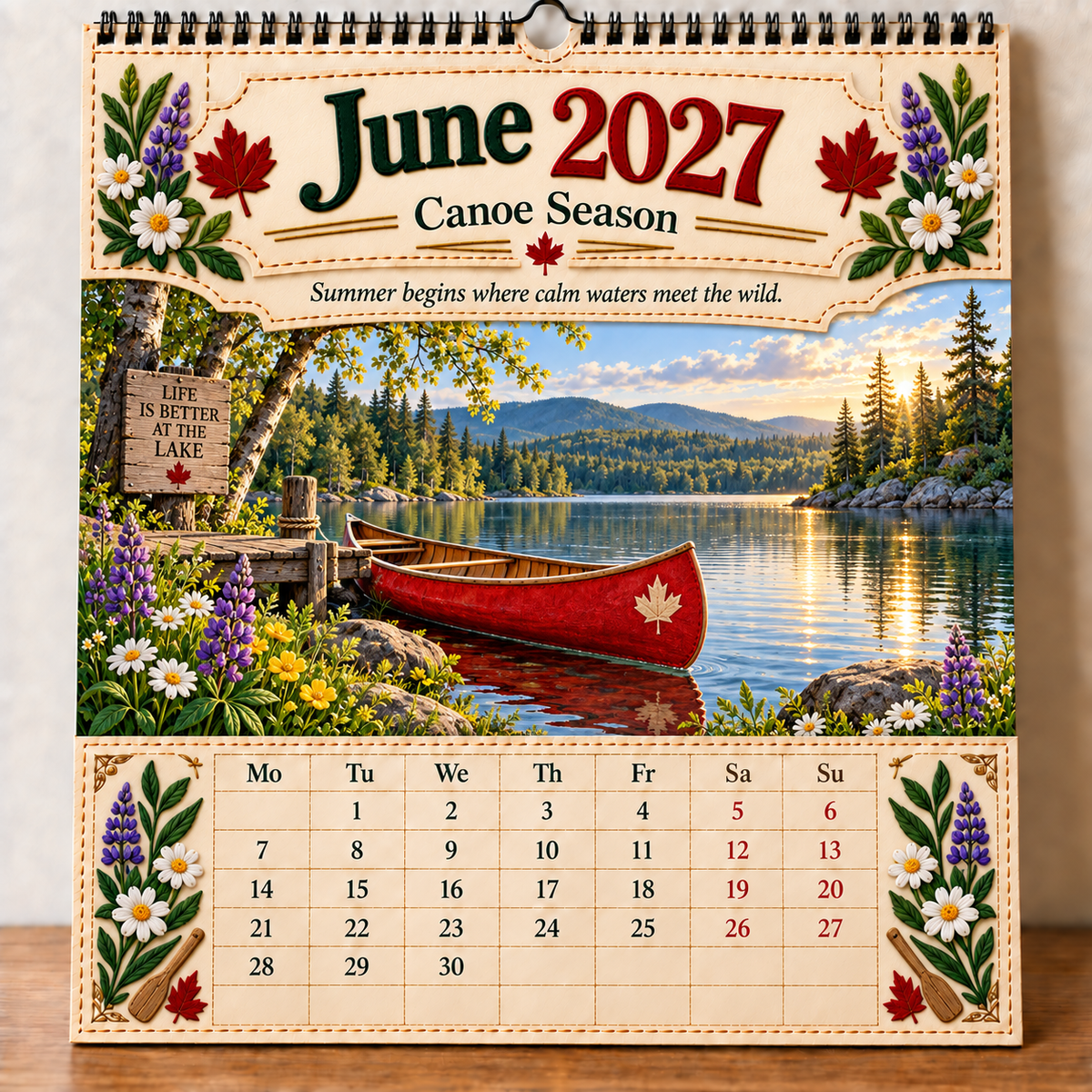 June canoe season Canada calendar