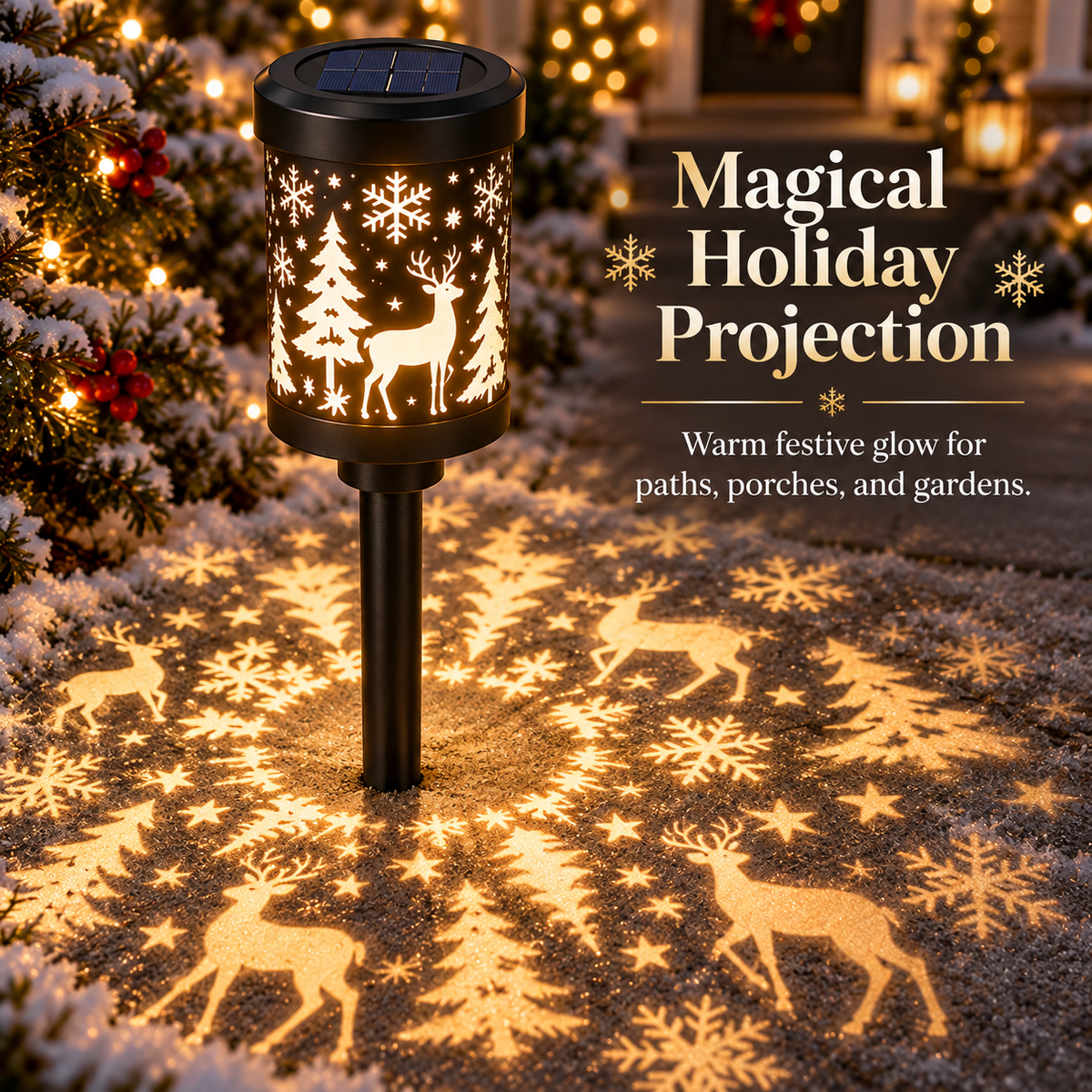 Christmas solar lantern projection close up