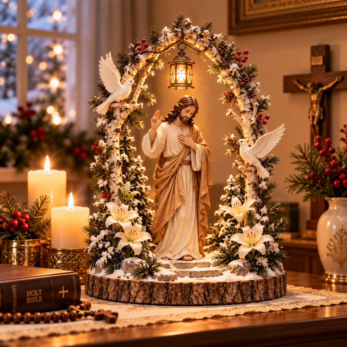 Jesus blessing decor on prayer table