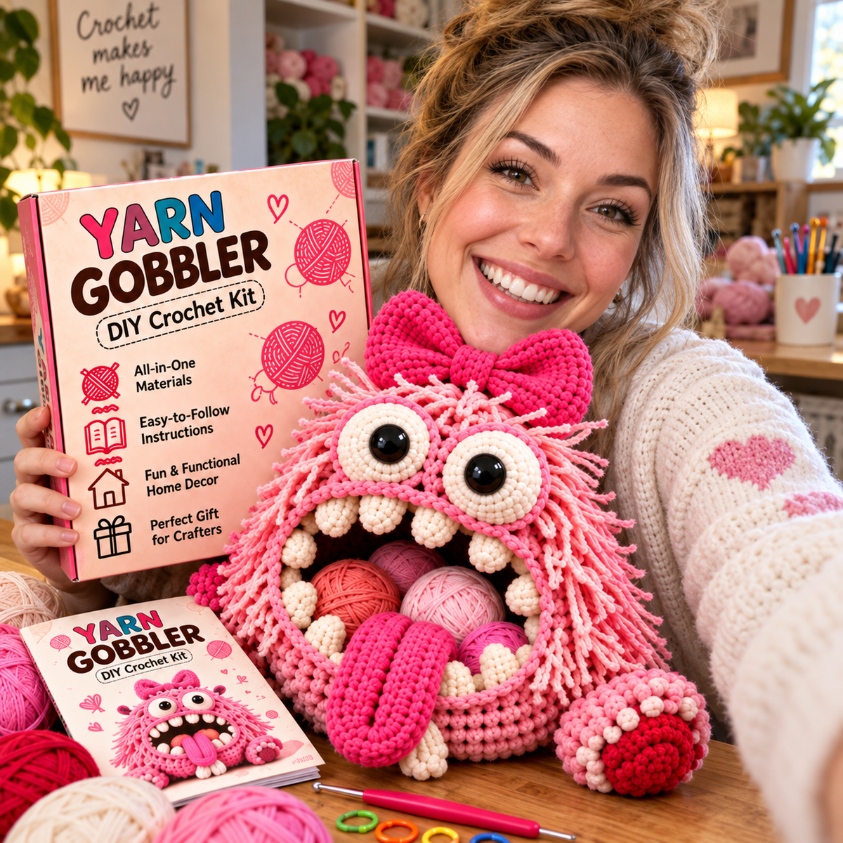 Finished Yarn Gobbler crochet project in real life