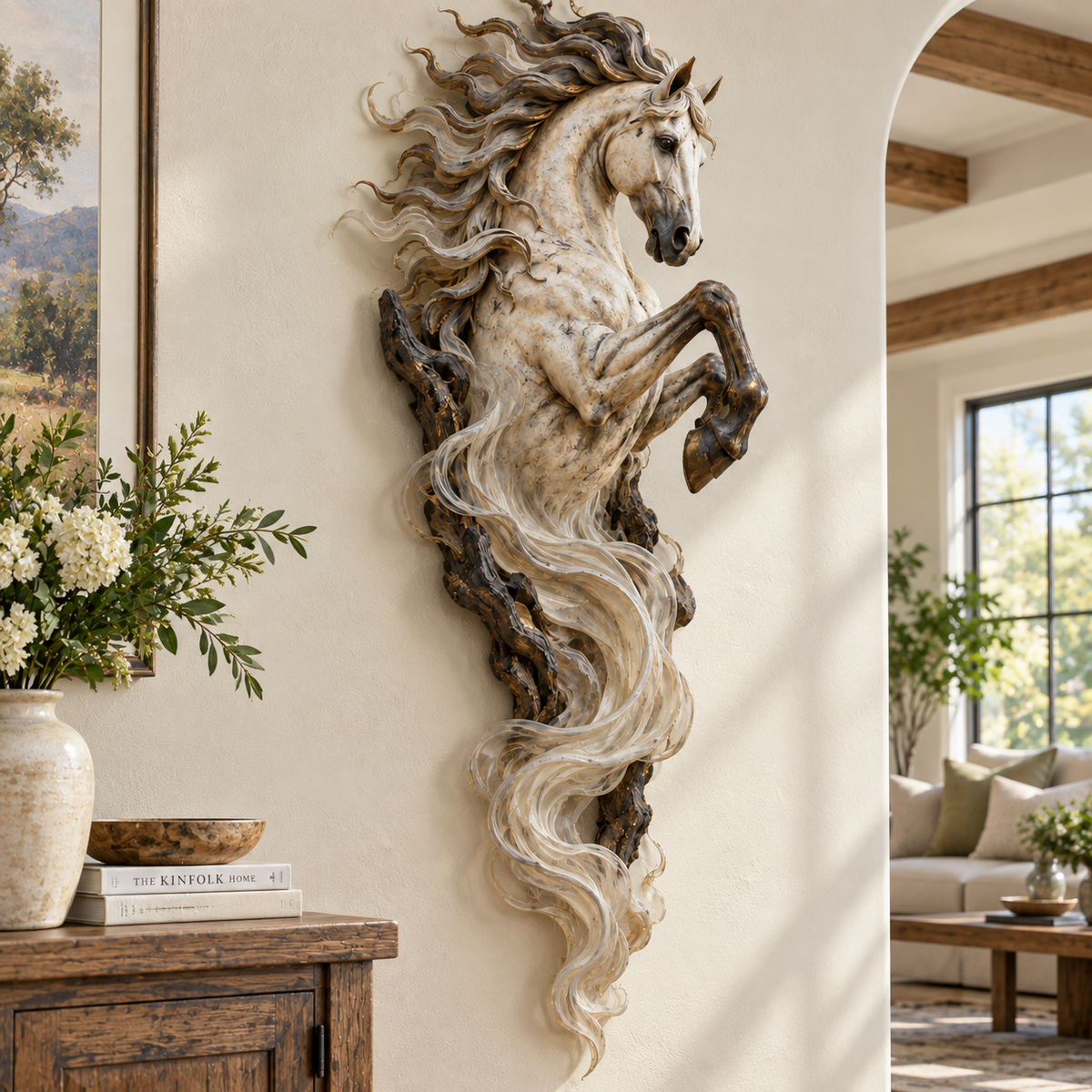 🔥Last Day 49% OFF -🐎 Celestial Flame™ Rearing Horse Wall Sculpture | Illuminated Fantasy Decor