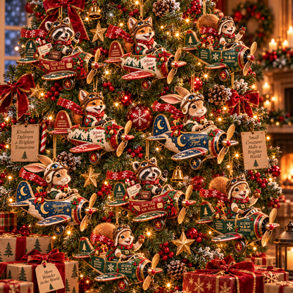 🎄✈️ Christmas Adventure Aviators Ornament Collection