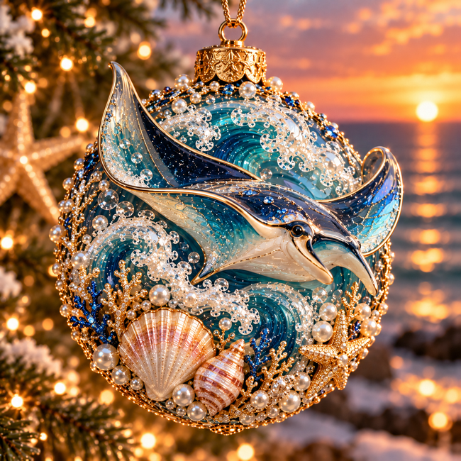 Manta ray ocean ornament