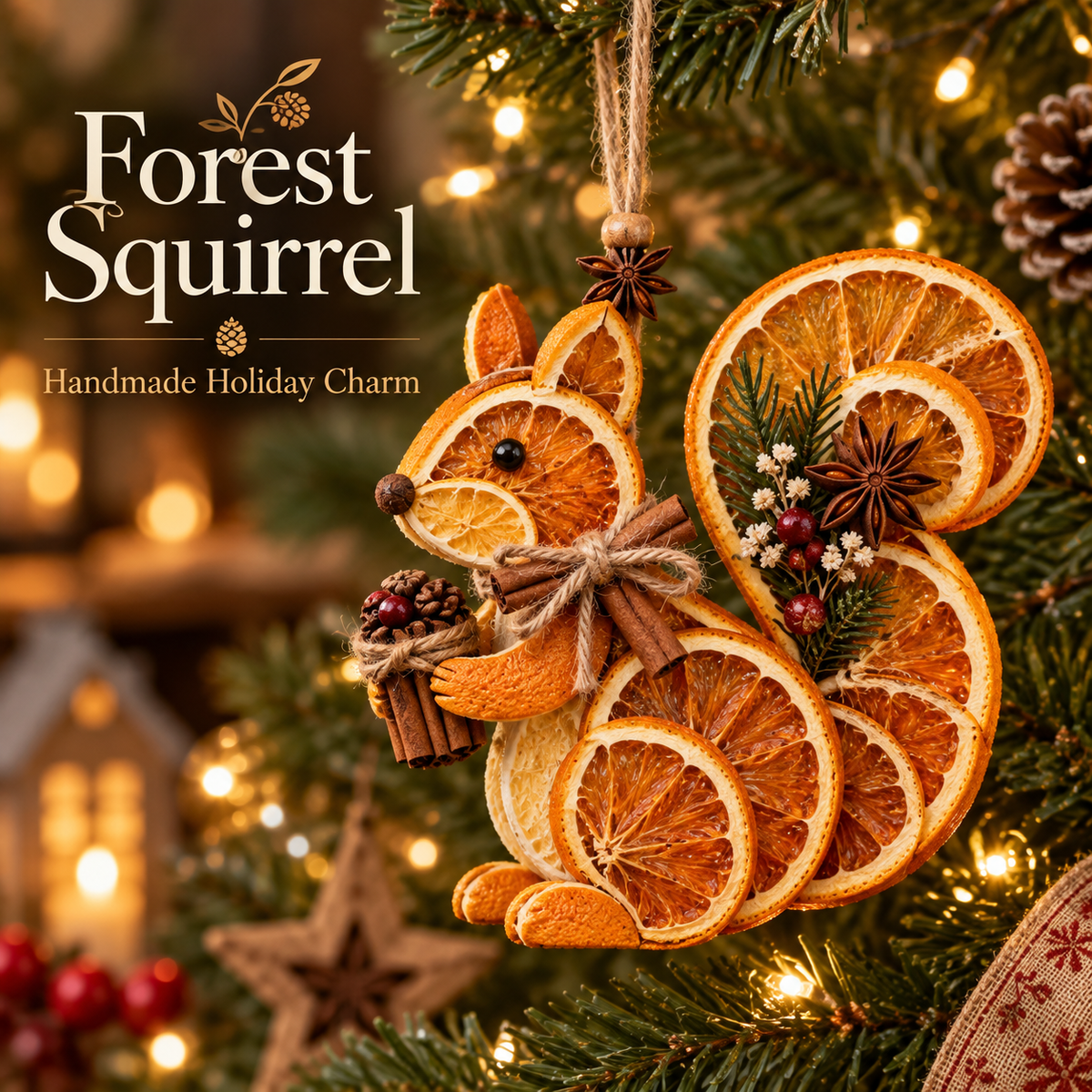 🍊🎄 Handcrafted Citrus Woodland Christmas Ornament Collection