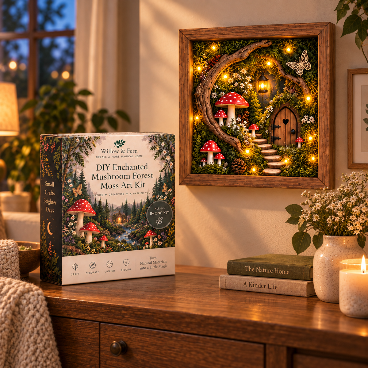 🌿✨ DIY Enchanted Forest Moss Art Kit | Light-Up Miniature Shadow Box 🧚‍♀️🍄