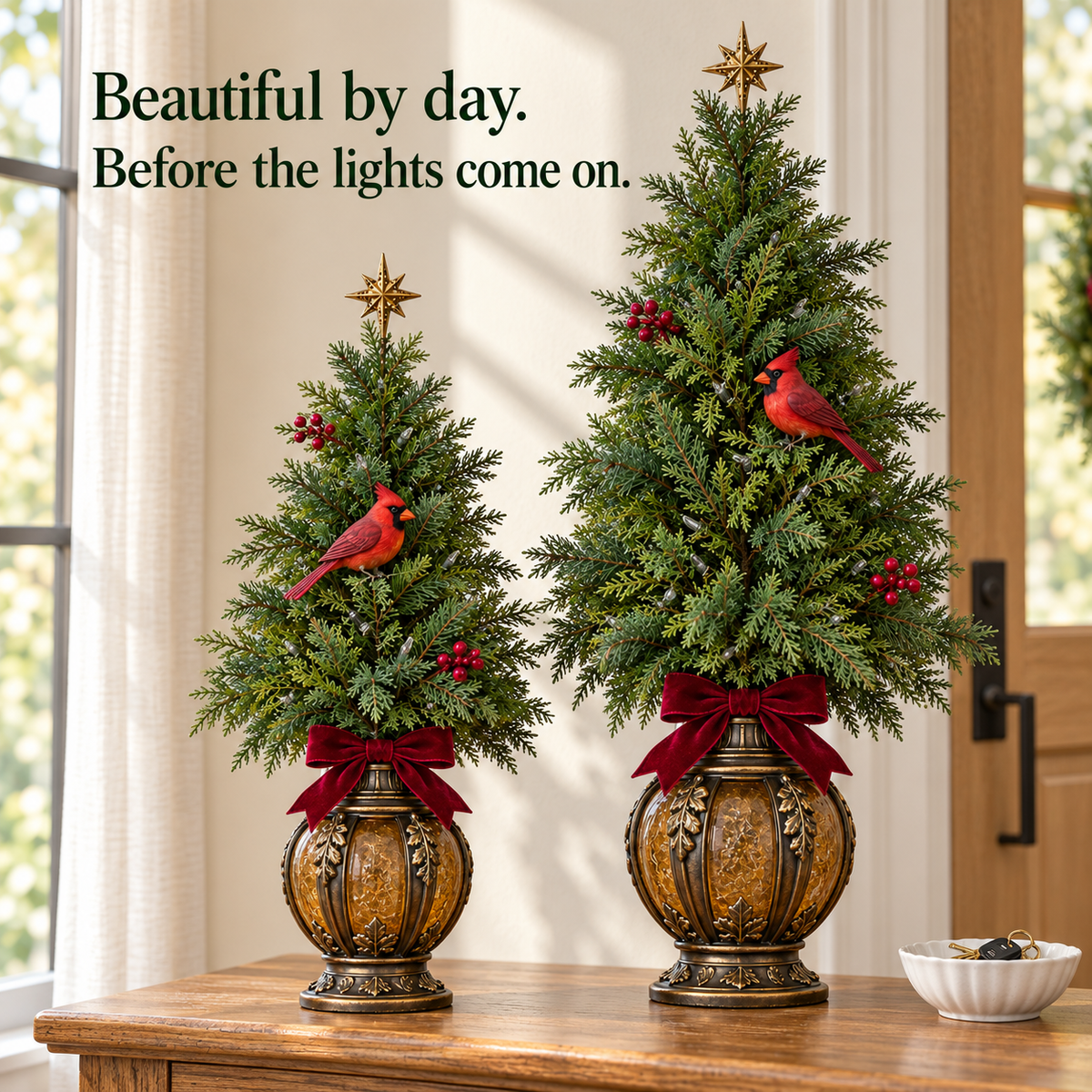 🔥Last Day 50% OFF -🎄 Vintage Cardinal Lantern Christmas Trees ✨ Warm Lighted Holiday Decor