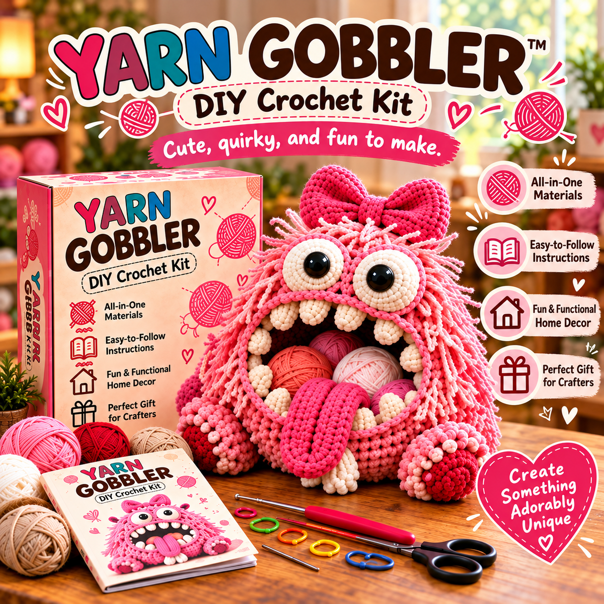 Yarn Gobbler DIY crochet kit details