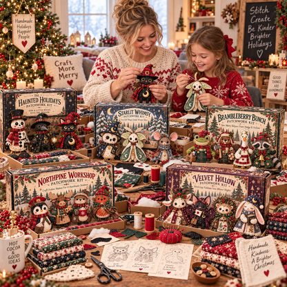 ✨ Christmas Patchwork Character DIY Kit™ – Create Your Own Handmade Holiday Friends 🎁🧵