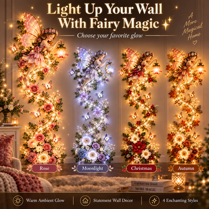 🧚✨ Enchanted Fairy Glow Wall Light™ – A Magical Floral Light Trail for Your Home 🌸💡