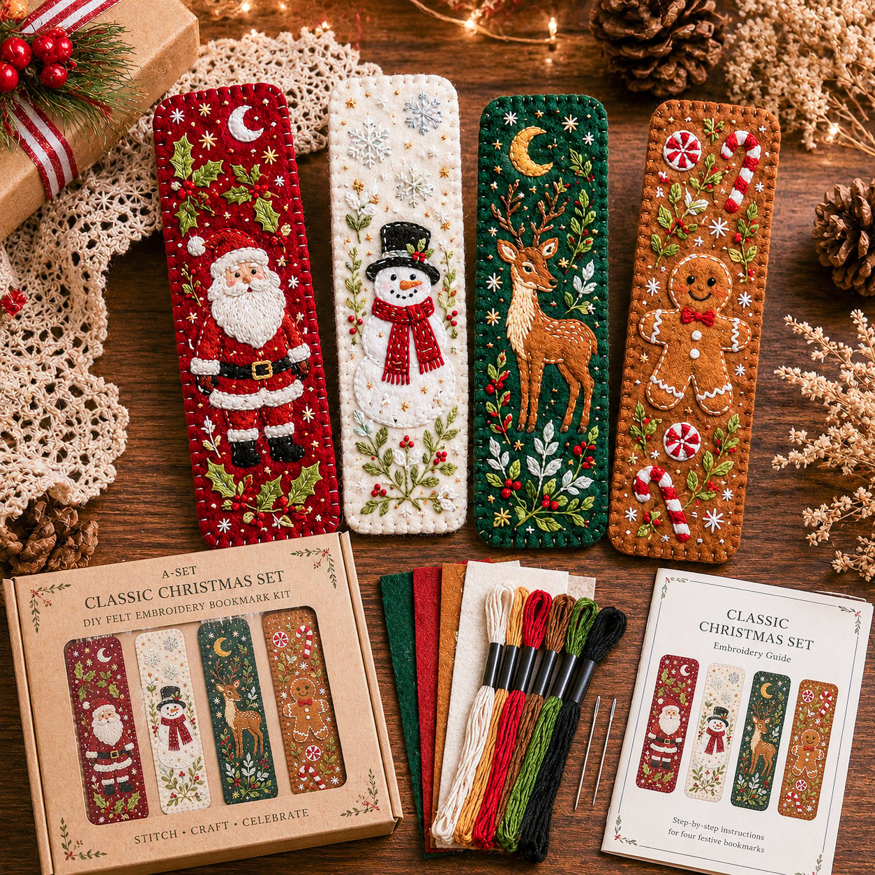 ⏳ Last Day 49% OFF – 🎄 DIY Felt Embroidery Bookmark Kit