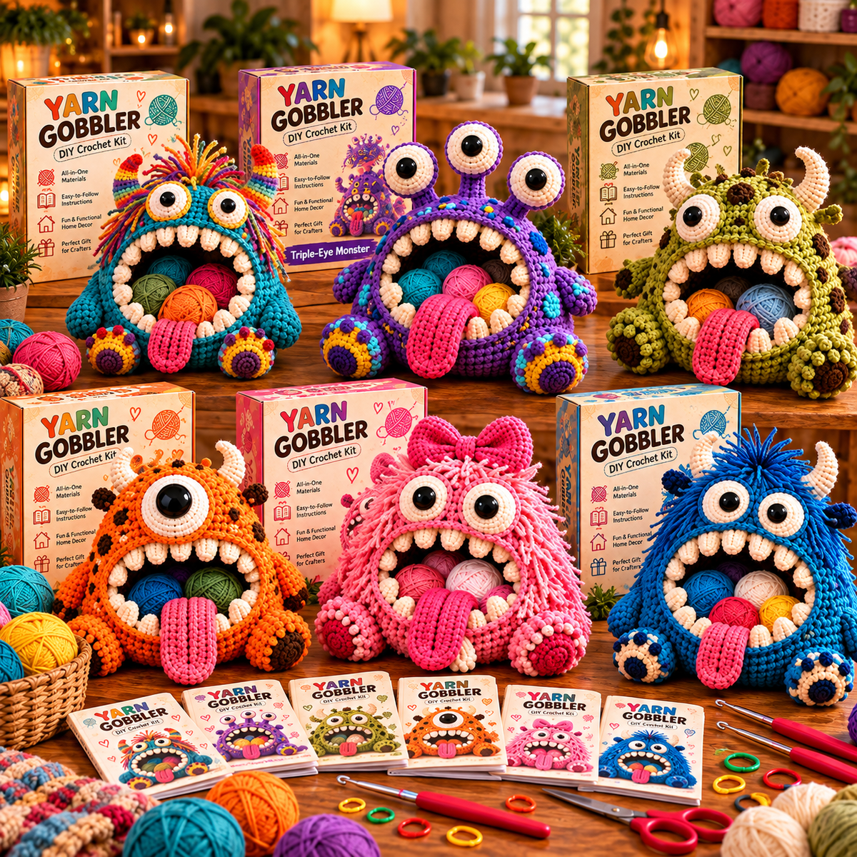 Yarn Gobbler crochet monster collection
