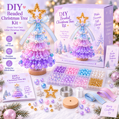 🎄✨ DIY Beaded Christmas Tree Kit – Pastel Pearl Holiday Craft