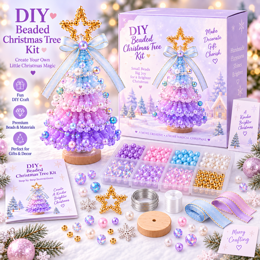 🎄✨ DIY Beaded Christmas Tree Kit – Pastel Pearl Holiday Craft