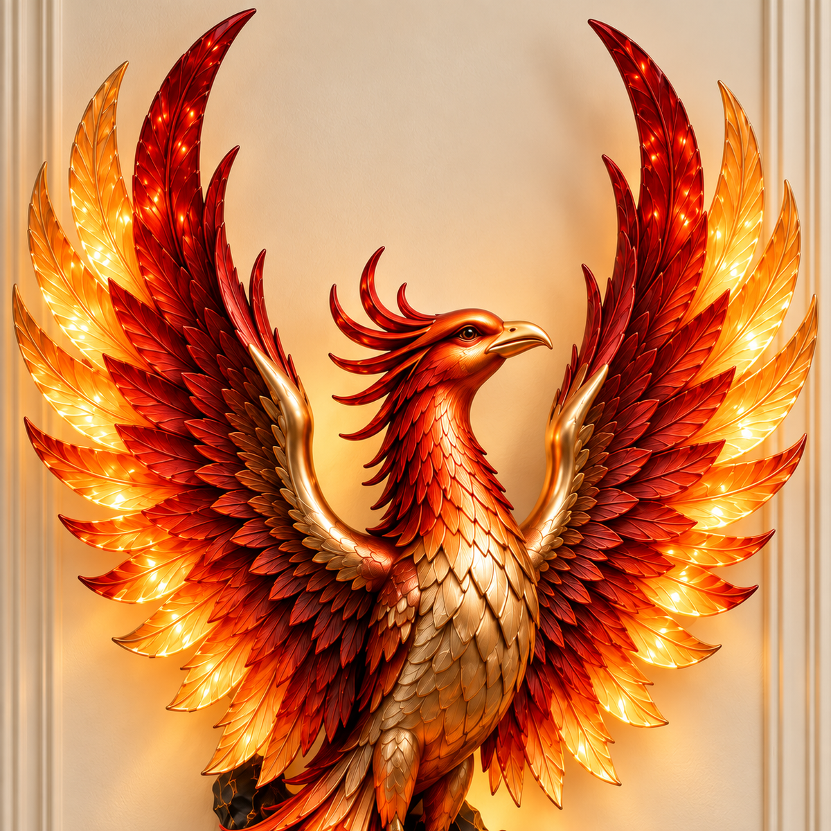 🔥 Phoenix Flame Wall Light – Glowing Firebird Wall Decor