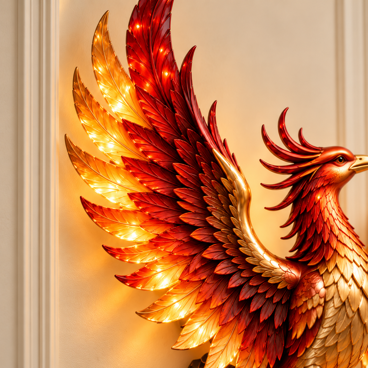 🔥 Phoenix Flame Wall Light – Glowing Firebird Wall Decor