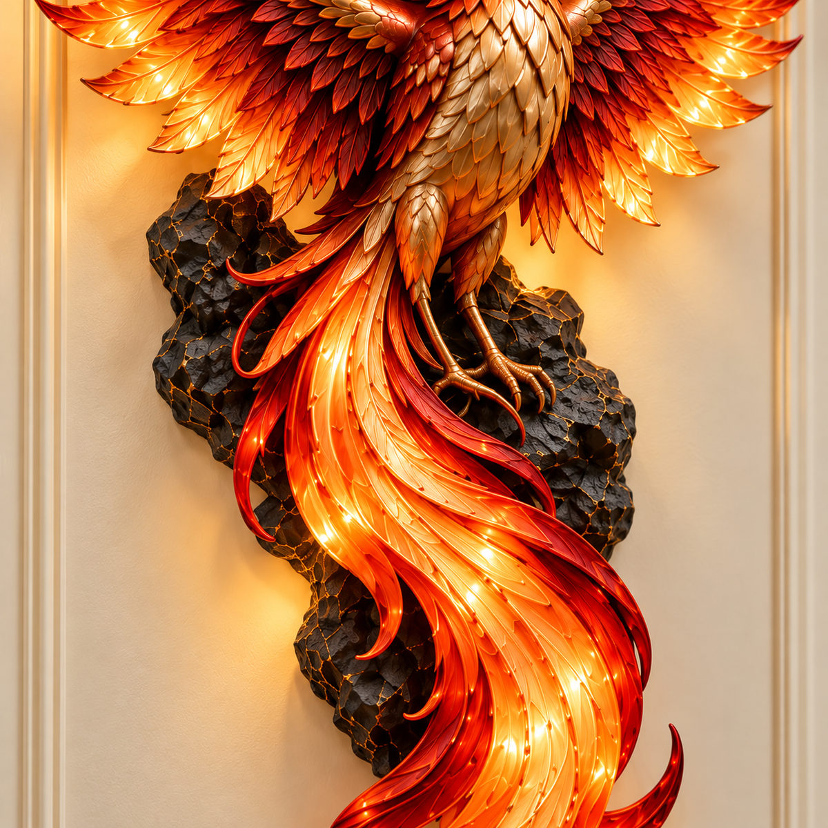 🔥 Phoenix Flame Wall Light – Glowing Firebird Wall Decor