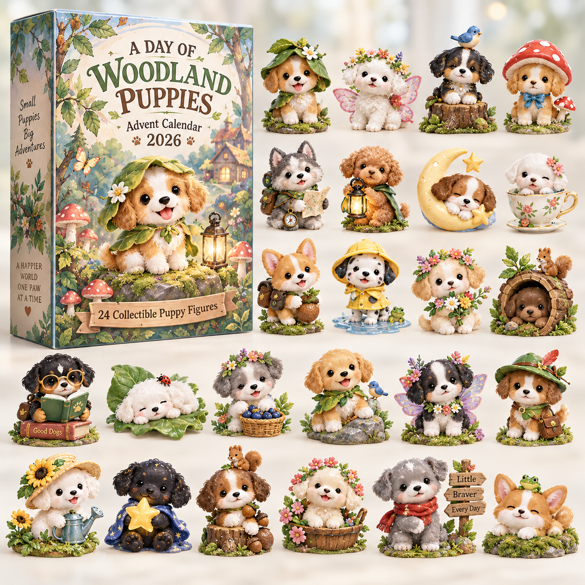 🌿🐾 Woodland Puppy™ Adventure Series – 24 Collectible Forest Figurines