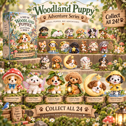 🌿🐾 Woodland Puppy™ Adventure Series – 24 Collectible Forest Figurines