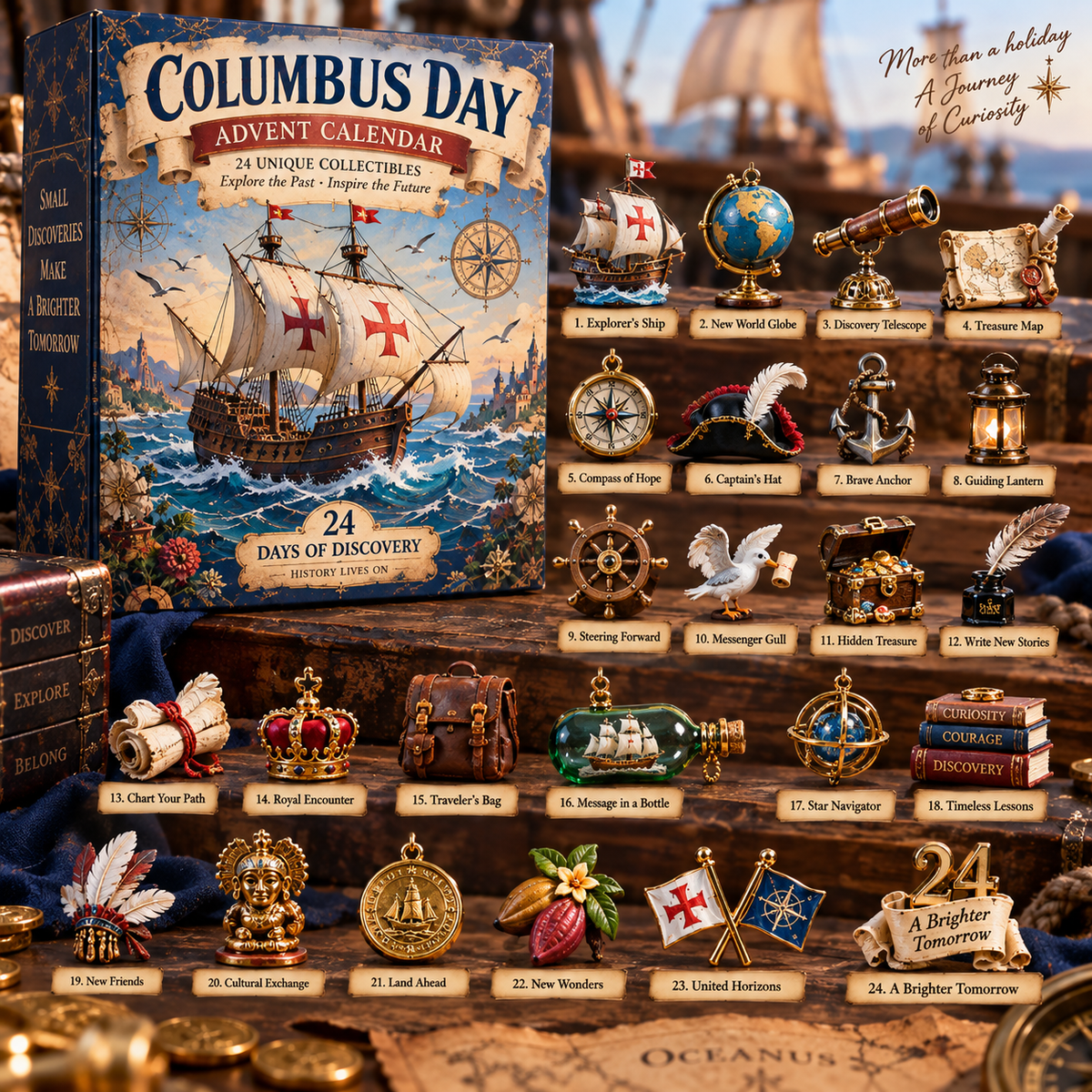 US⛵ Columbus Day Commemorative Collection™ – 24-Day Holiday Countdown & Collectibles