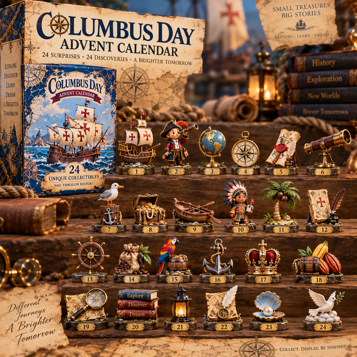 US⛵ Columbus Day Commemorative Collection™ – 24-Day Holiday Countdown & Collectibles