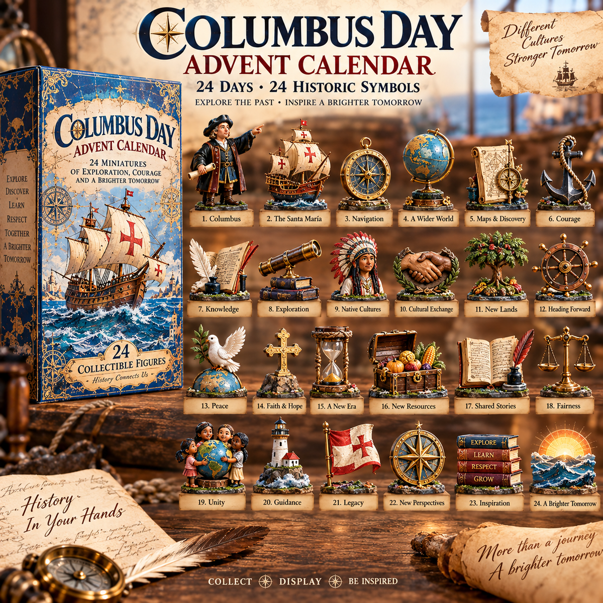US⛵ Columbus Day Commemorative Collection™ – 24-Day Holiday Countdown & Collectibles