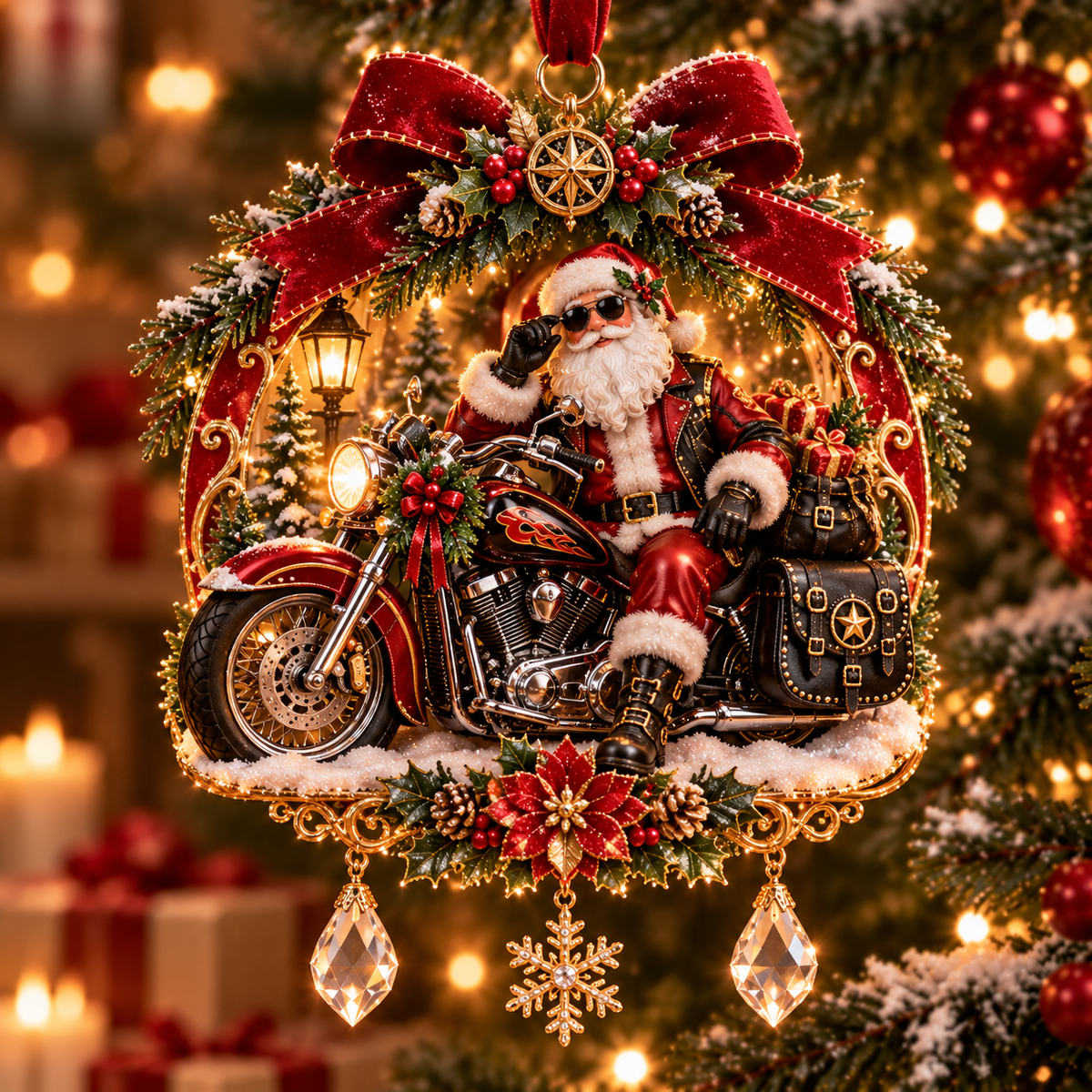 Motorcycle Christmas Ornament Collection – Biker Rider Holiday Tree Decor 🏍️🎄