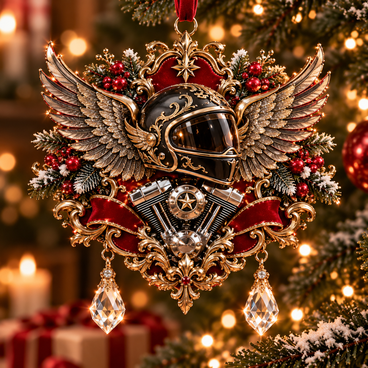 Motorcycle Christmas Ornament Collection – Biker Rider Holiday Tree Decor 🏍️🎄