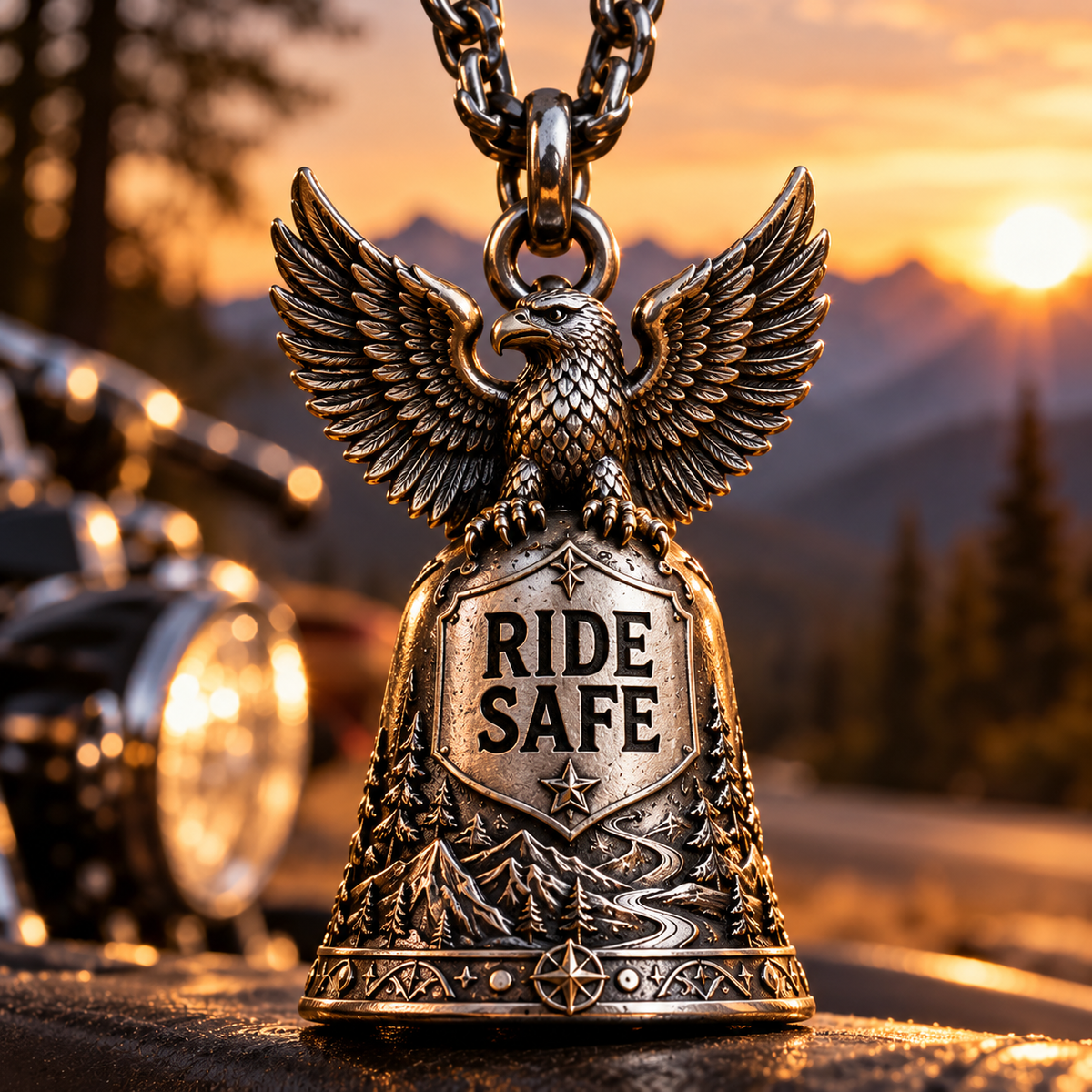 🏍️ Ride Safe Biker Christmas Bell Ornaments – Rider Spirit Holiday Decor 🔔🎄