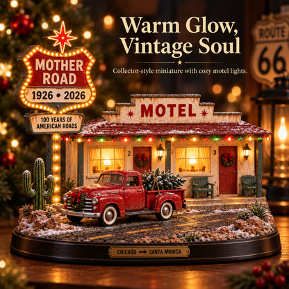🚗 Route 66 Centennial Neon Diner & Motel™ – Lighted Americana Roadside Collectible