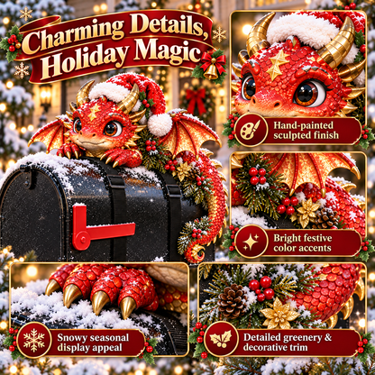 🎄🐉 Christmas Dragon Mailbox Topper — Festive Outdoor Holiday Decor ✨