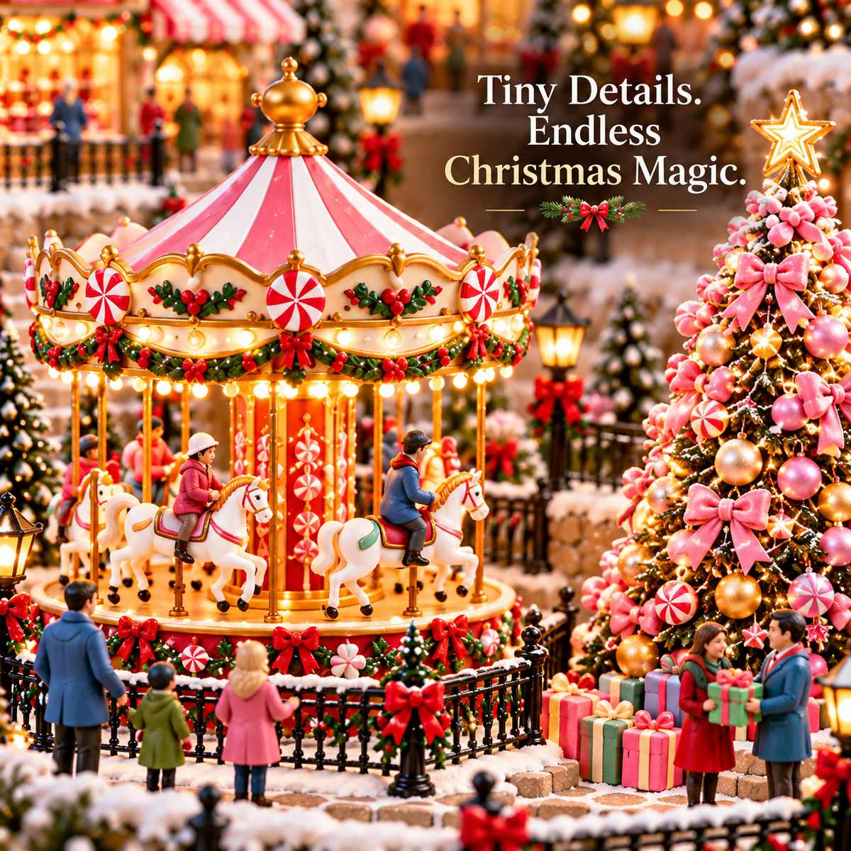 Candy Glow miniature Christmas village displayed in a cozy home
