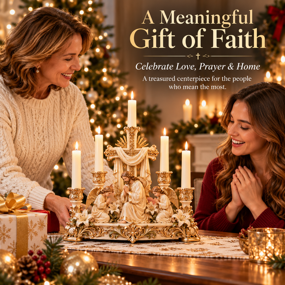 Christian candleholder displayed as a meaningful gift for loved ones