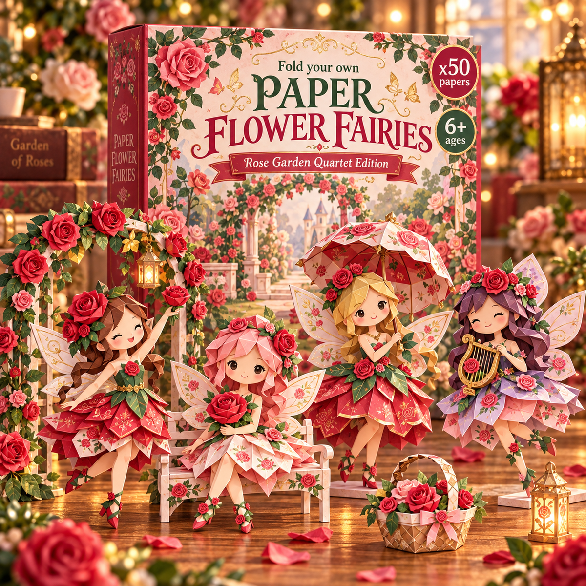 🧚DIY Paper Flower Fairies Craft Kit – 4 Foldable Fairies, 6 Garden Themes 🌸