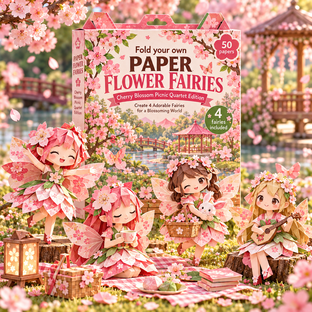 🧚DIY Paper Flower Fairies Craft Kit – 4 Foldable Fairies, 6 Garden Themes 🌸
