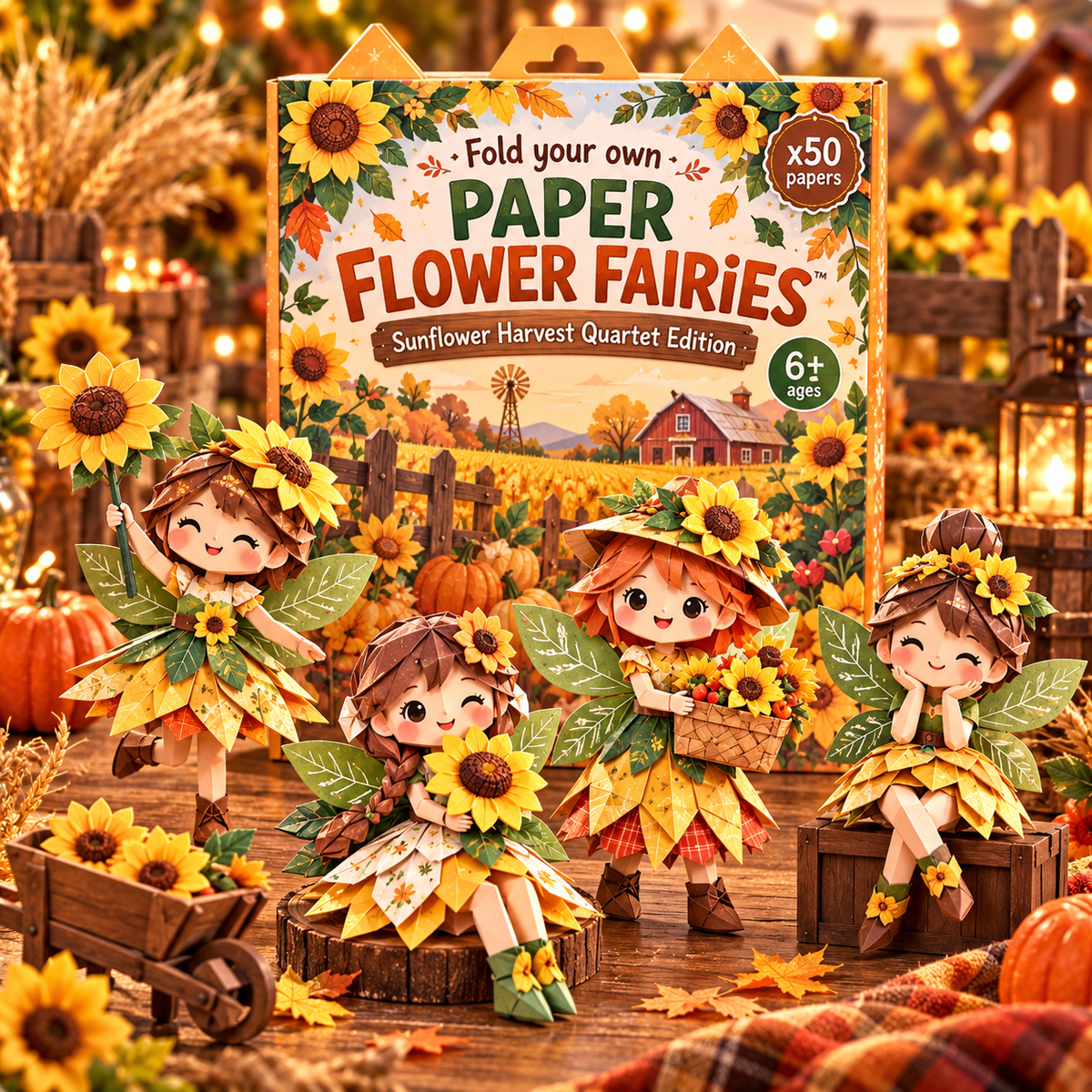 🧚DIY Paper Flower Fairies Craft Kit – 4 Foldable Fairies, 6 Garden Themes 🌸