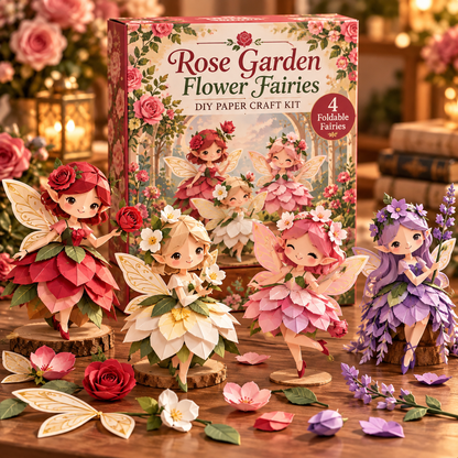 🧚DIY Paper Flower Fairies Craft Kit – 4 Foldable Fairies, 6 Garden Themes 🌸