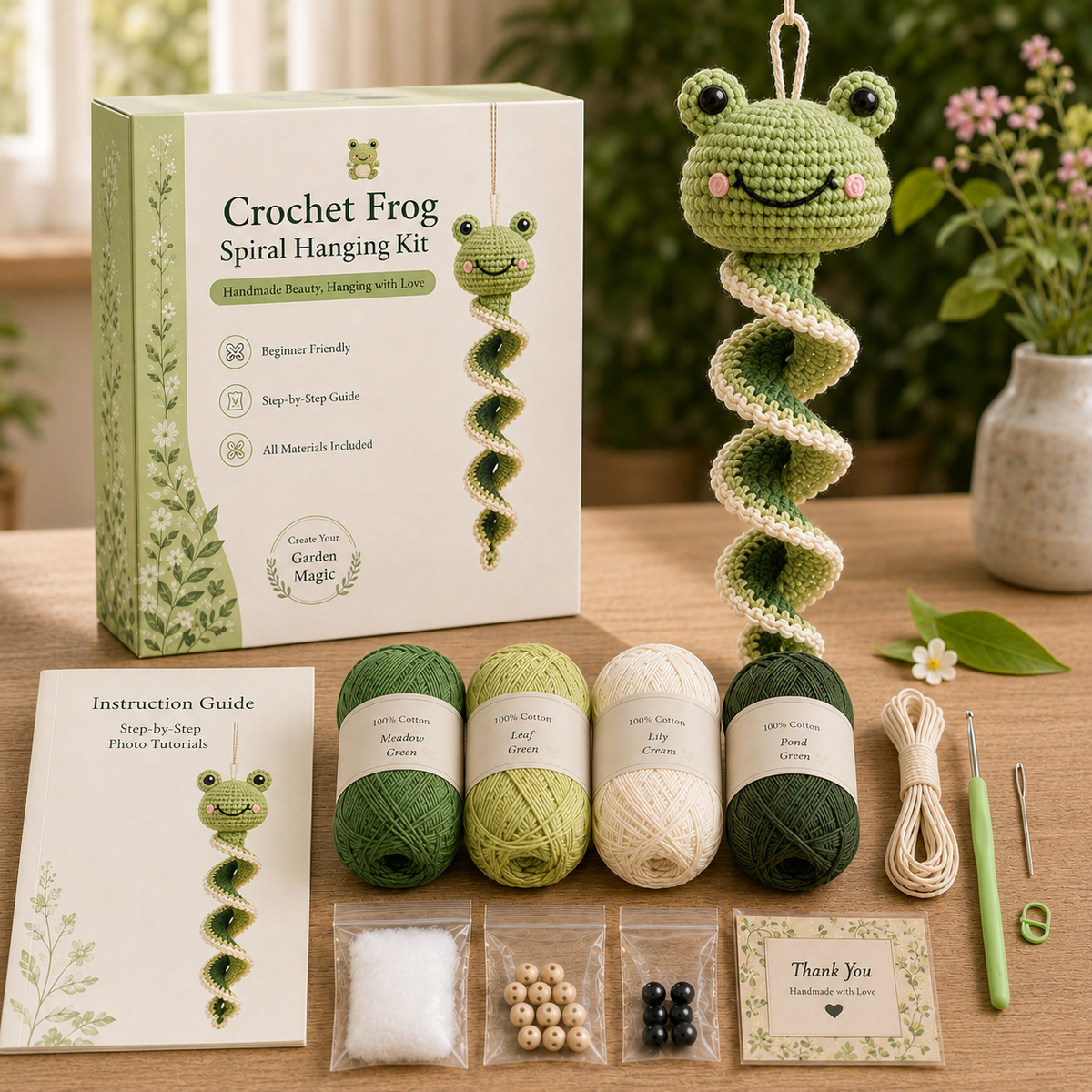 🧶 DIY Crochet Garden Friends Spiral Hanging Kit 🌿