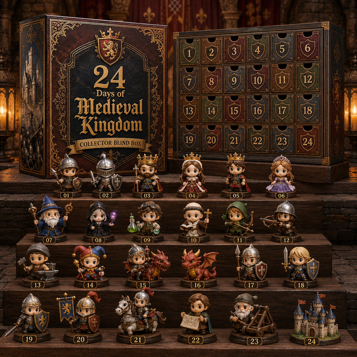 🏰 24 Days of Medieval Kingdom Advent Calendar – Knights, Dragons & Castle Collectibles 🐉⚔️