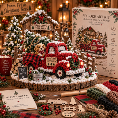 🎄✨ 3D Christmas Poke Art Kit – Cozy Winter Village DIY Craft Collection