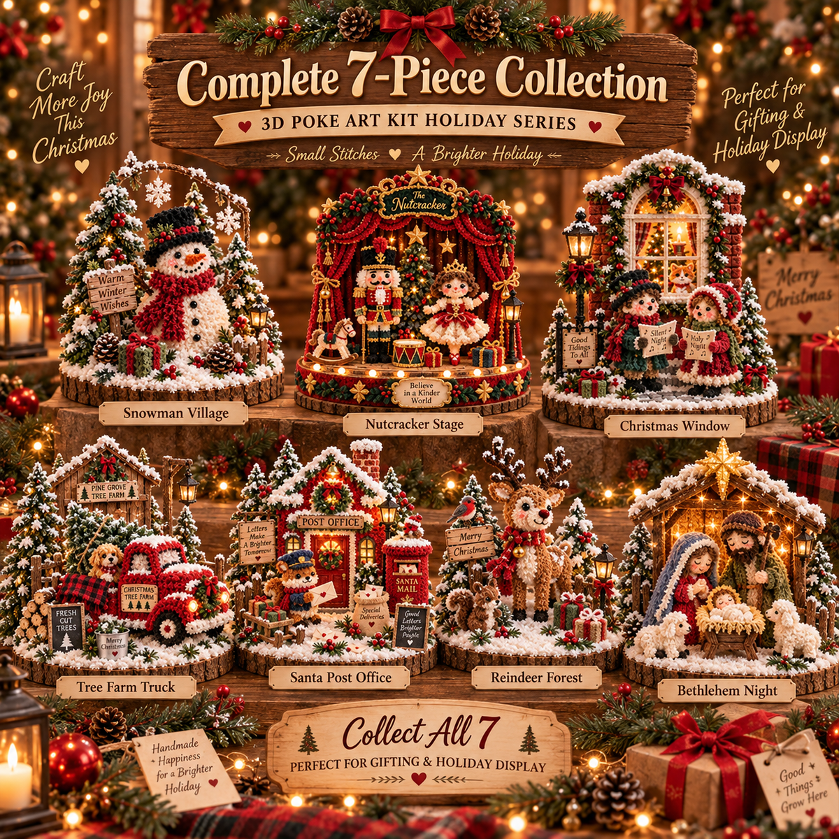 🎄✨ 3D Christmas Poke Art Kit – Cozy Winter Village DIY Craft Collection